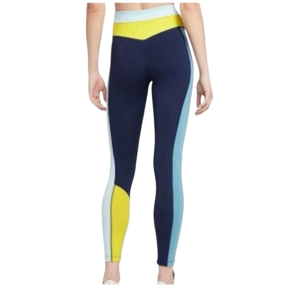 Nike Womens Dri FIT Leggings XS Blue Yellow White